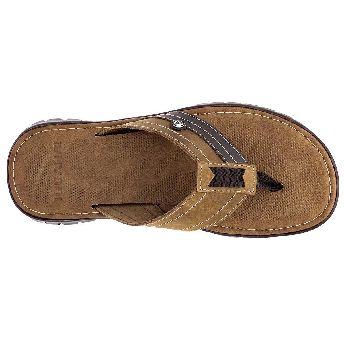 Sandalias Casuales Exterior Piel Color Café Con Negro Para Hombre De Iguana