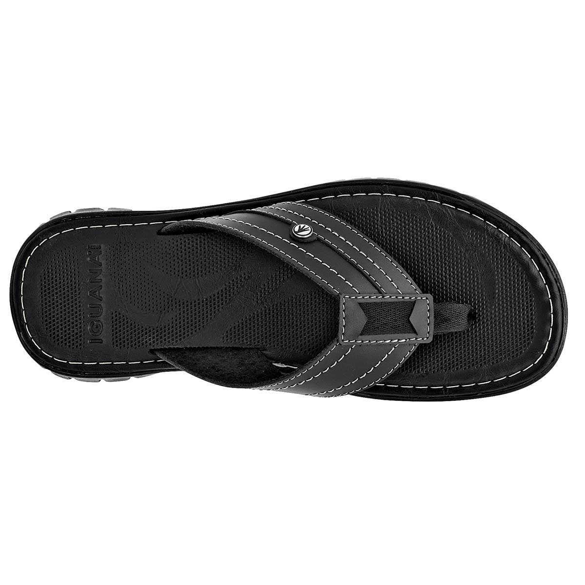 Sandalias Casuales Exterior Piel Color Negro Para Hombre De Iguana