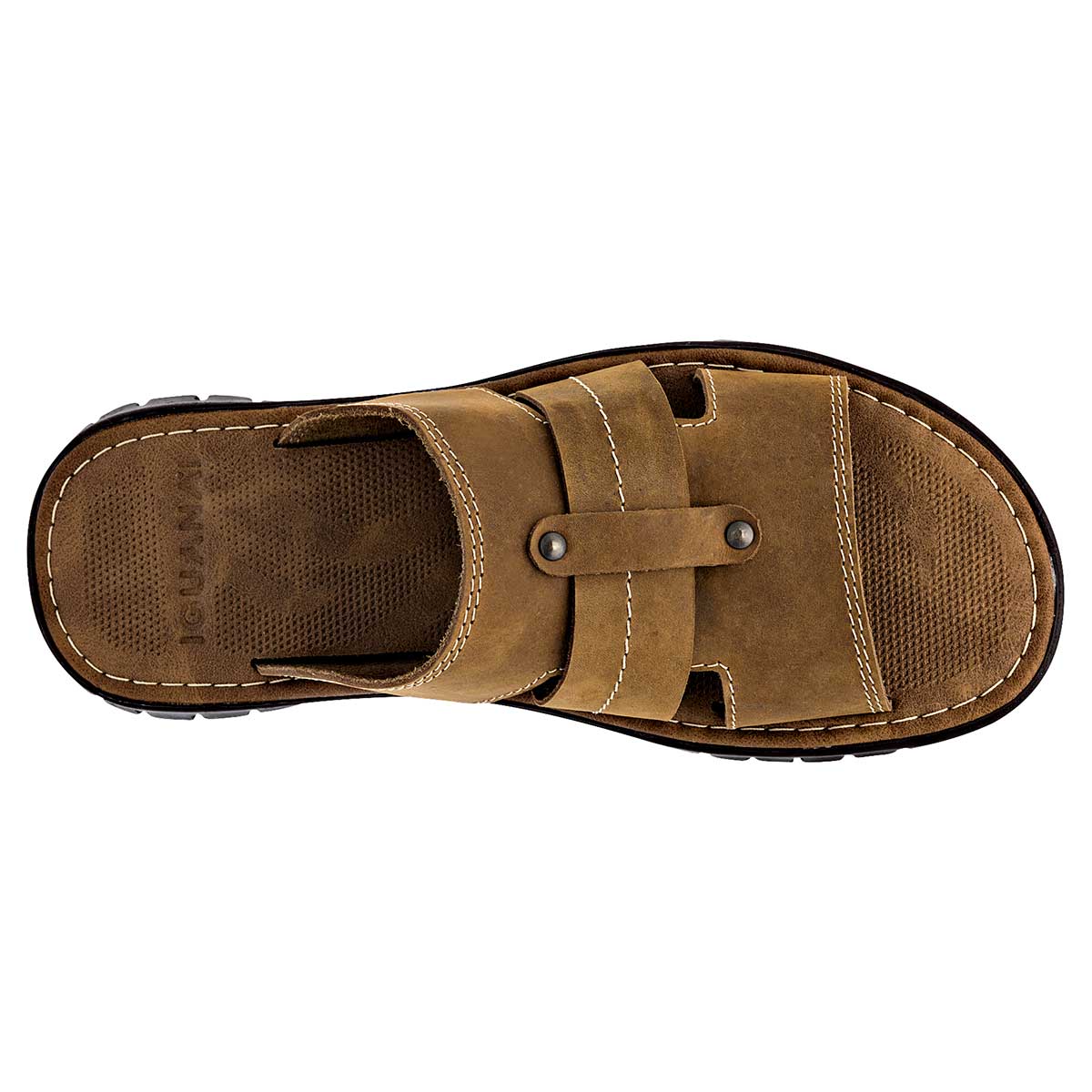 Sandalias Casuales Exterior Piel Color Café Para Hombre De Iguana