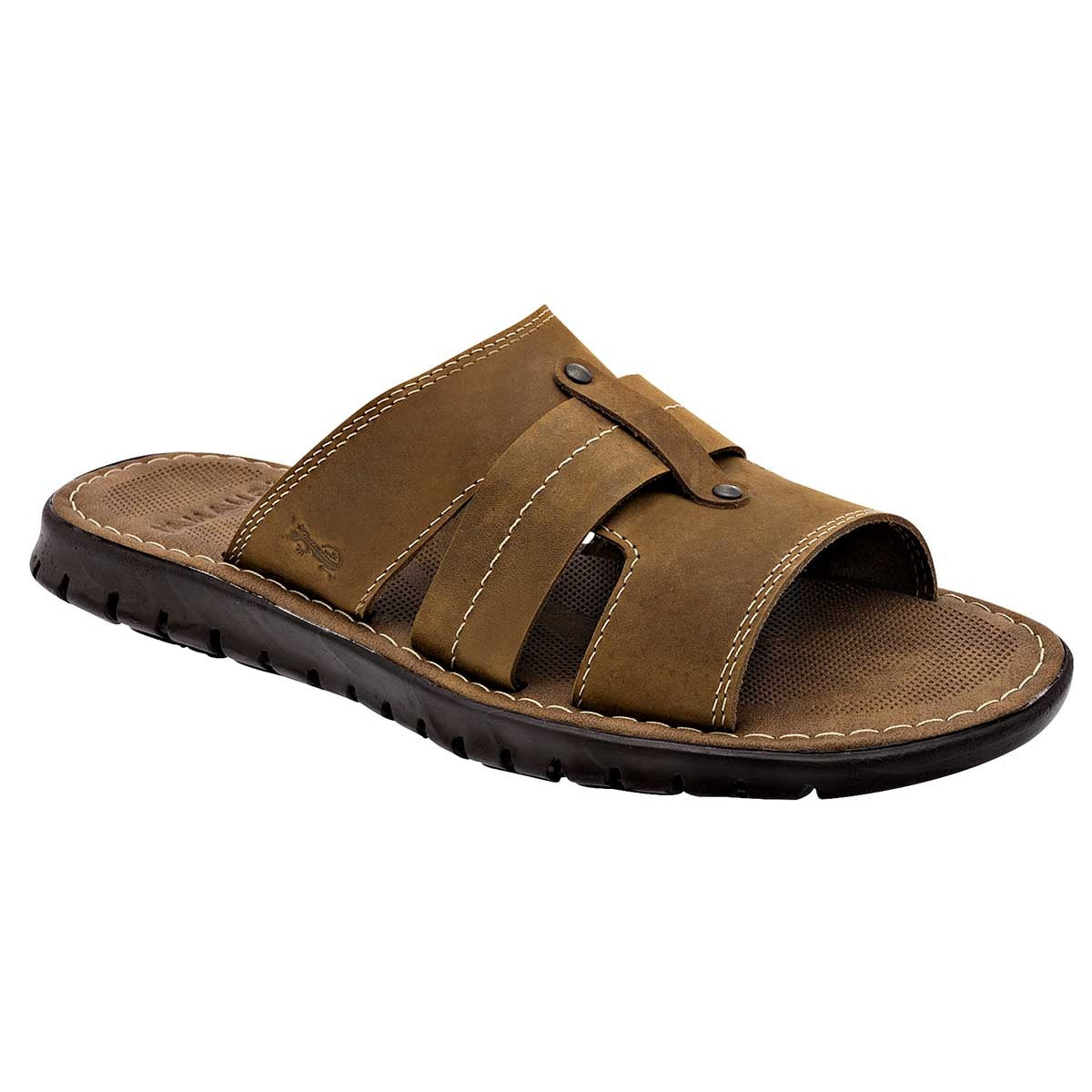 Sandalias Casuales Exterior Piel Color Café Para Hombre De Iguana