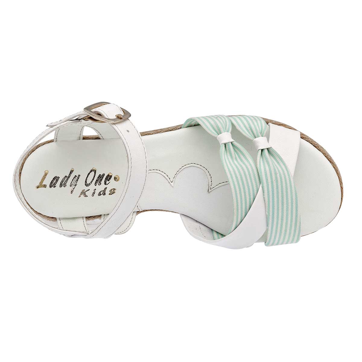 Sandalias Exterior Textil Color Blanco Con Verde Para Niña De RBCOLLECTION