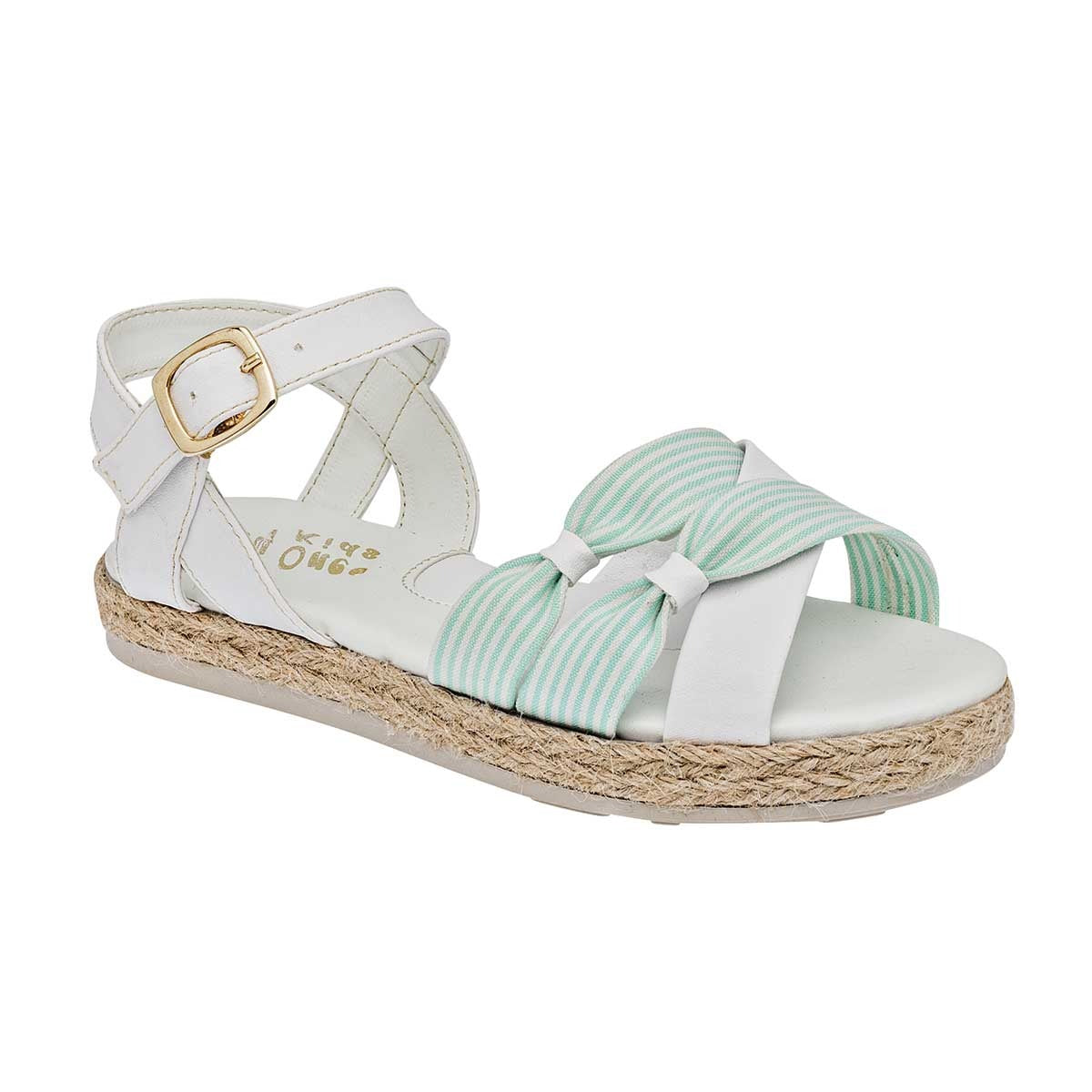 Sandalias Exterior Textil Color Blanco Con Verde Para Niña De RBCOLLECTION