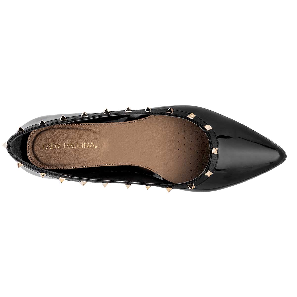 Flats puntales Exterior Piel sintética Color Negro De Charol Para Mujer De Lady Paulina