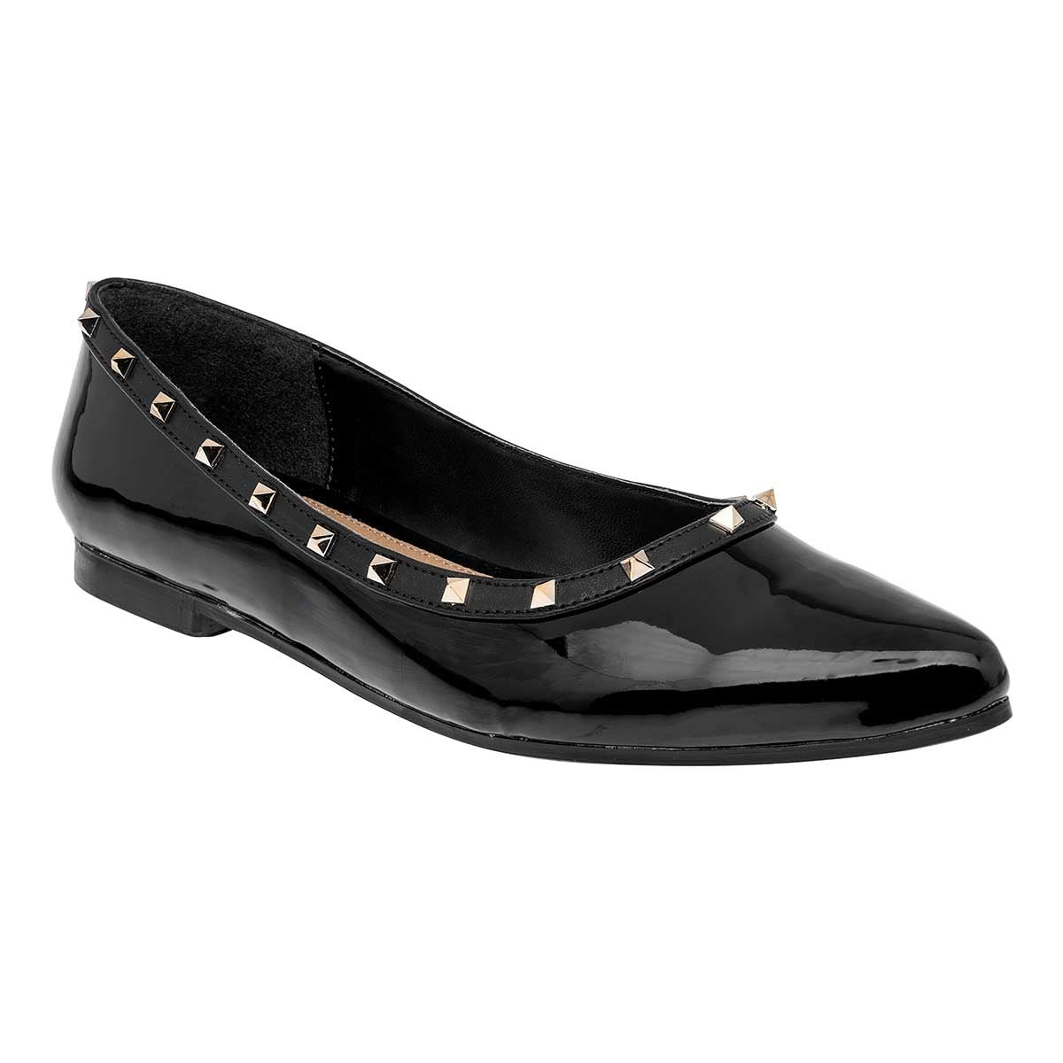 Flats puntales Exterior Piel sintética Color Negro De Charol Para Mujer De Lady Paulina