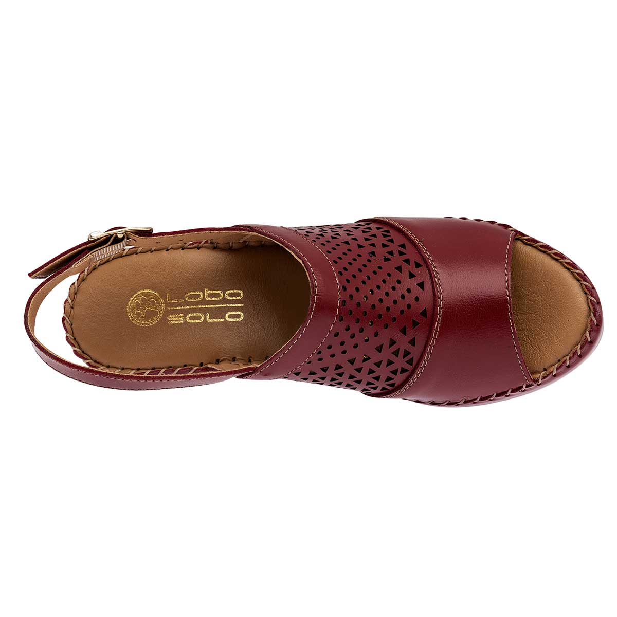 Sandalias con plataforma Exterior Piel Color Vino Para Mujer De Lobo Solo