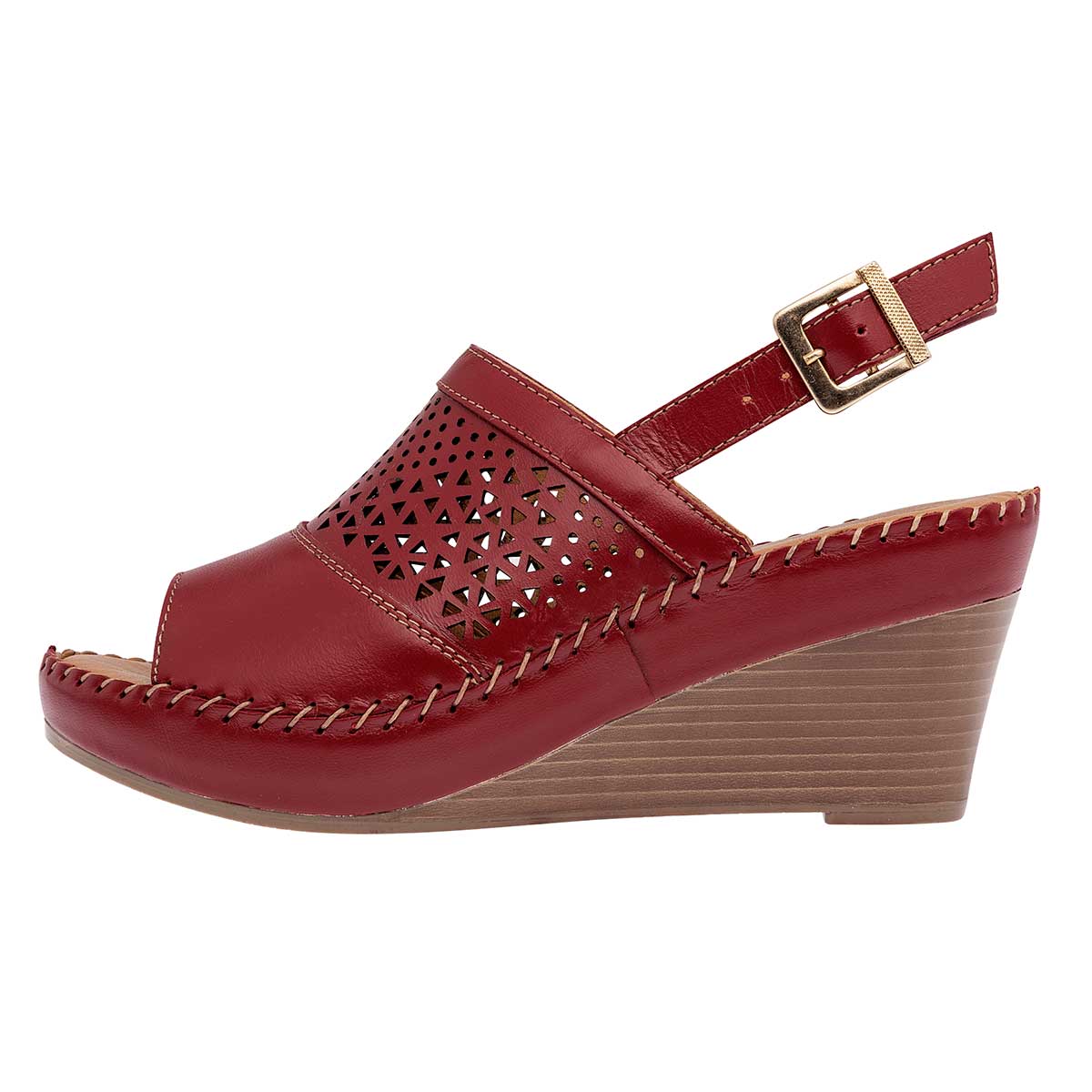 Sandalias con plataforma Exterior Piel Color Vino Para Mujer De Lobo Solo