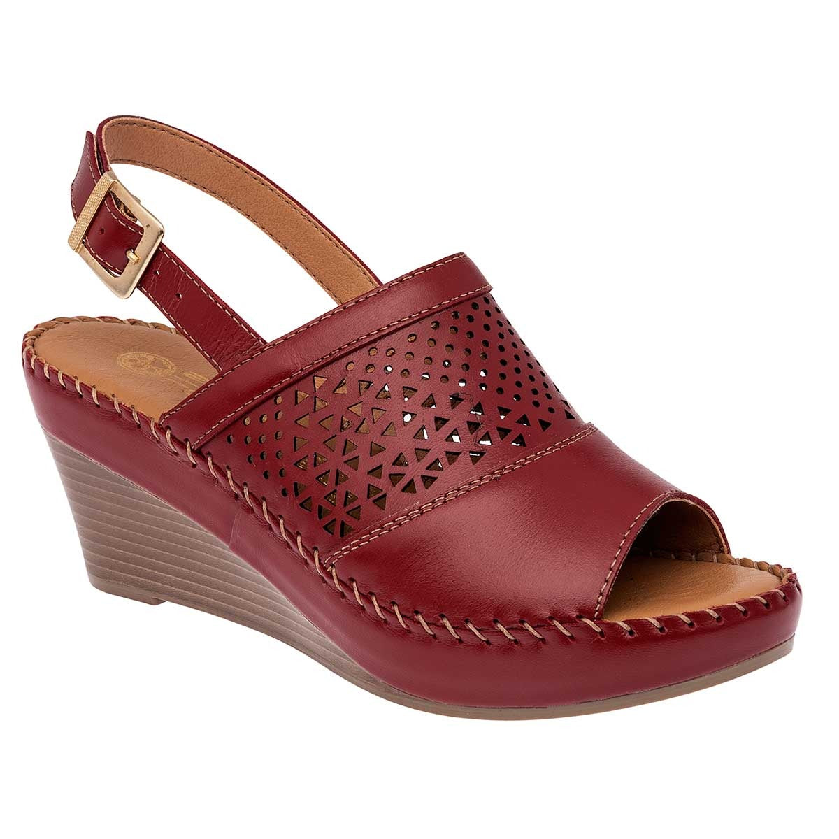 Sandalias con plataforma Exterior Piel Color Vino Para Mujer De Lobo Solo