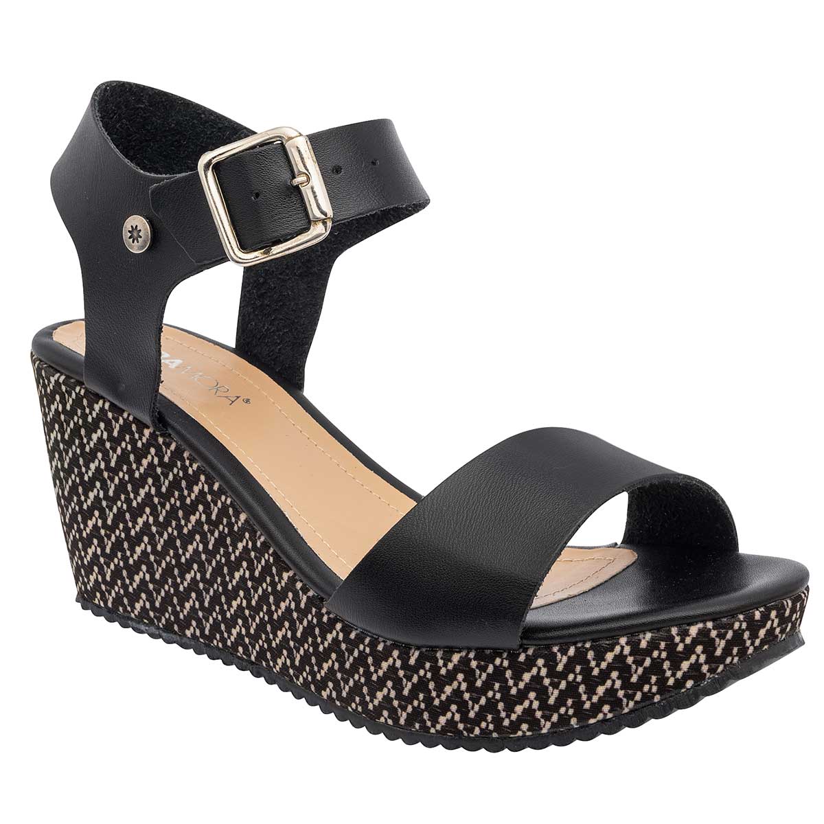 Sandalias con plataforma Exterior Piel sintética Color Negro Para Mujer De MORAMORA