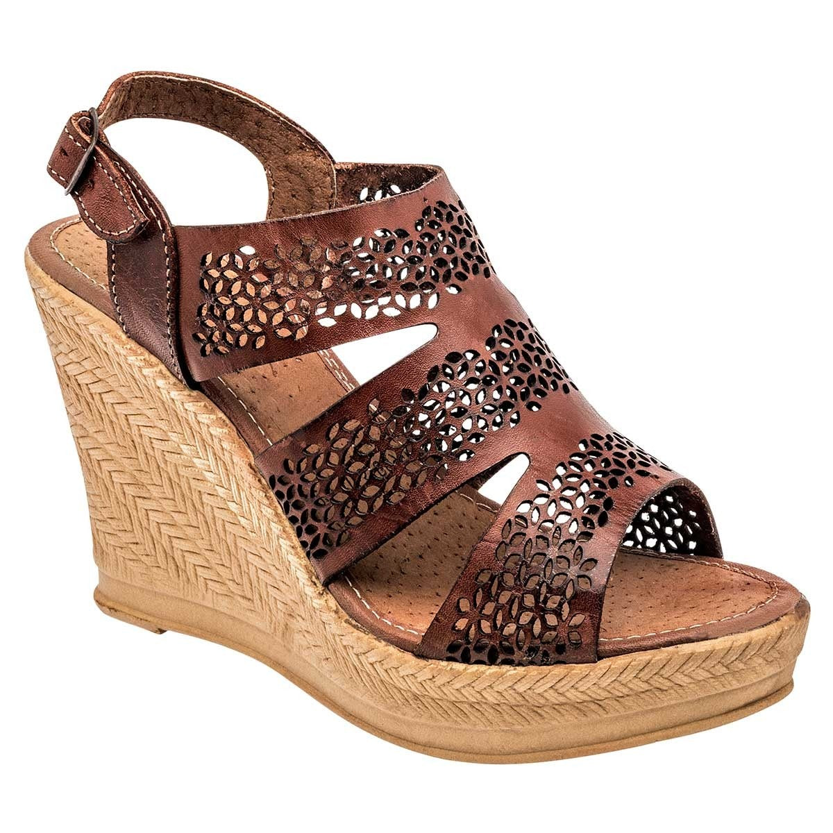 Sandalias con plataforma Exterior Piel Color Café Para Mujer De Mora Tierra