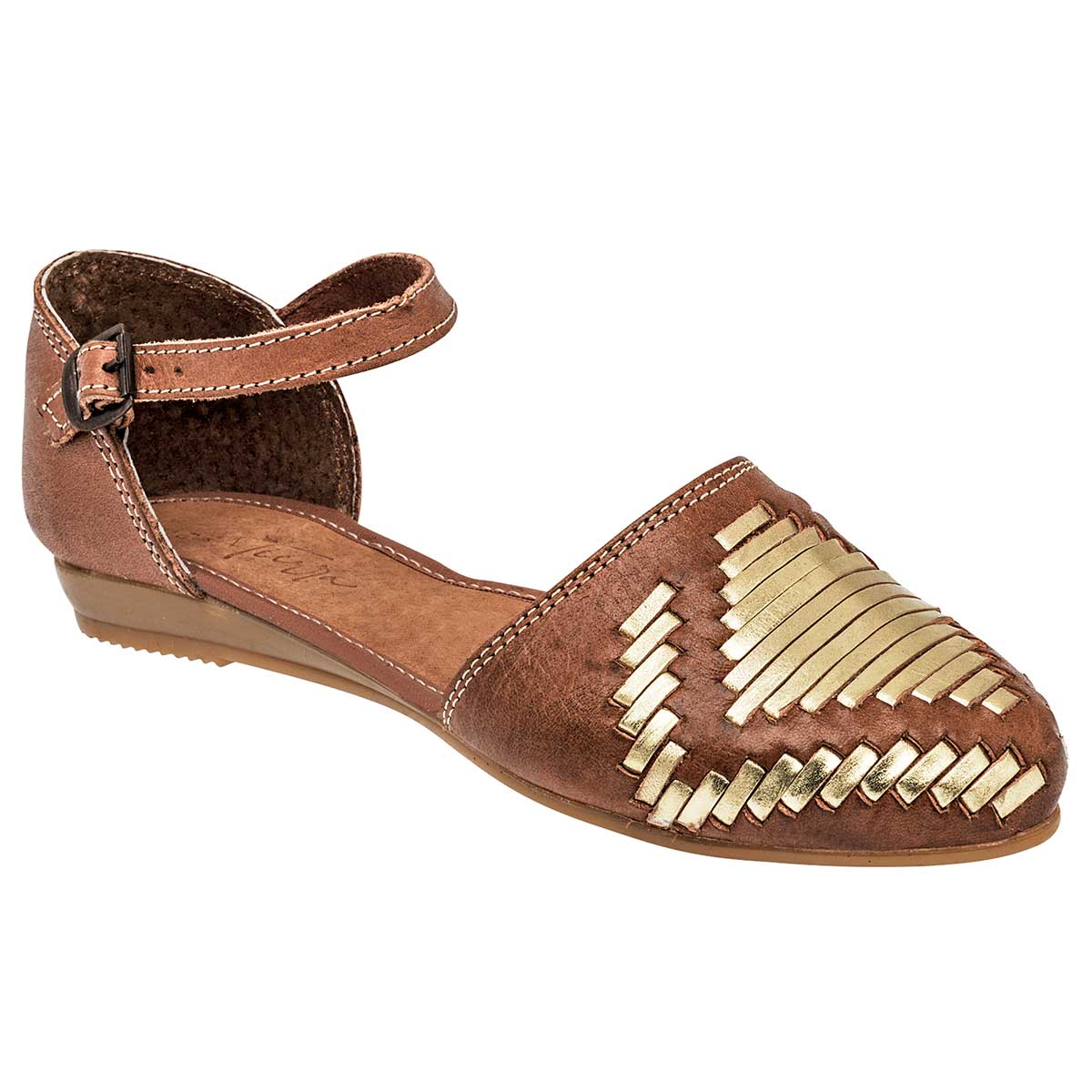 Sandalias de piso Exterior Piel Color Café Para Mujer De Mora Tierra