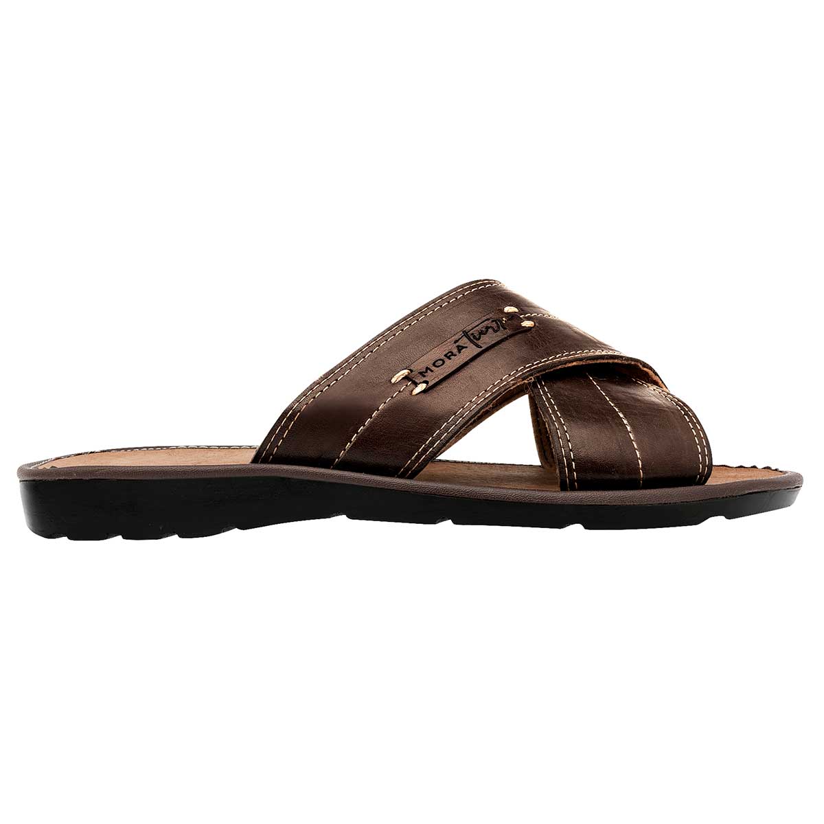 Sandalias Casuales Exterior Piel Color Café Para Hombre De Mora Tierra