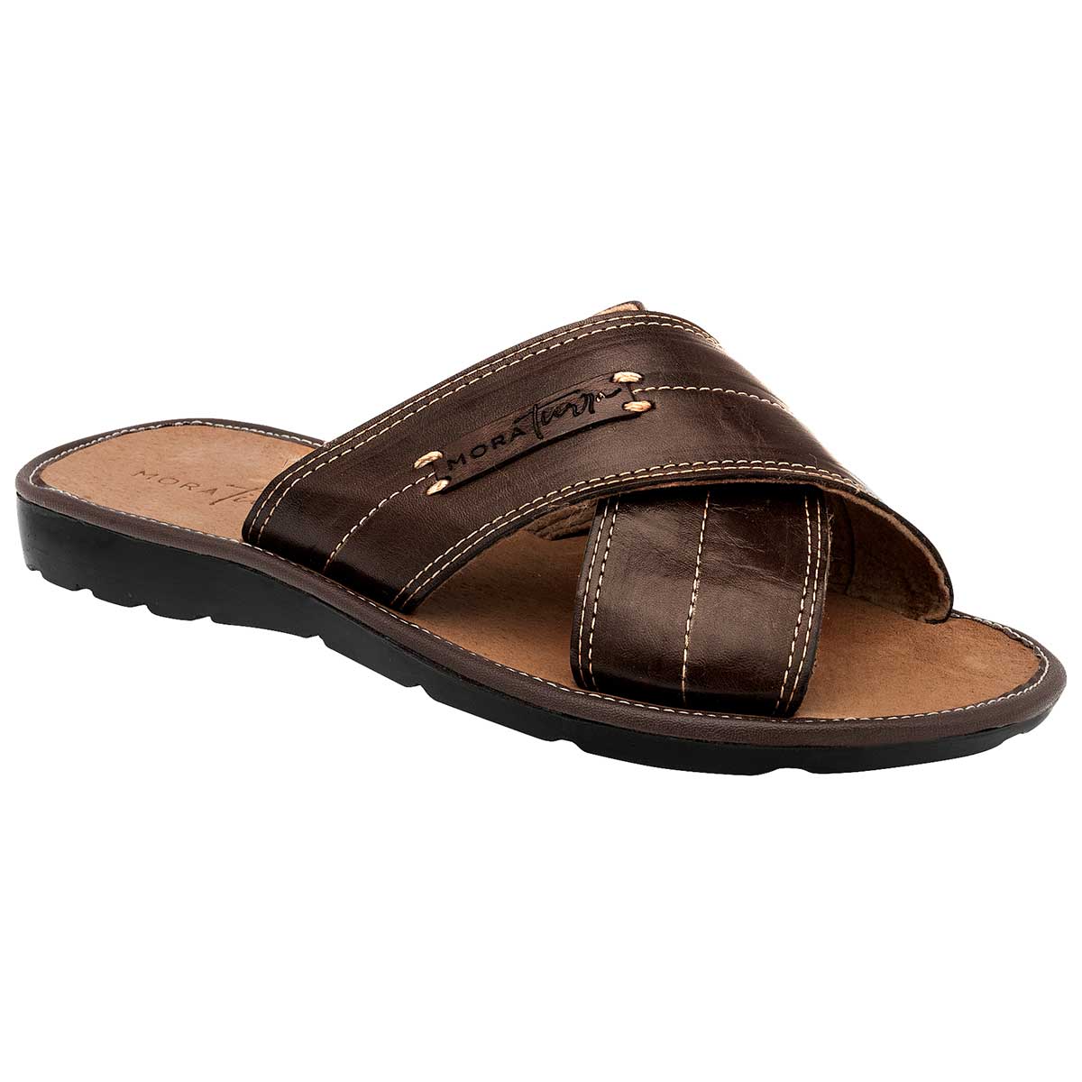 Sandalias Casuales Exterior Piel Color Café Para Hombre De Mora Tierra