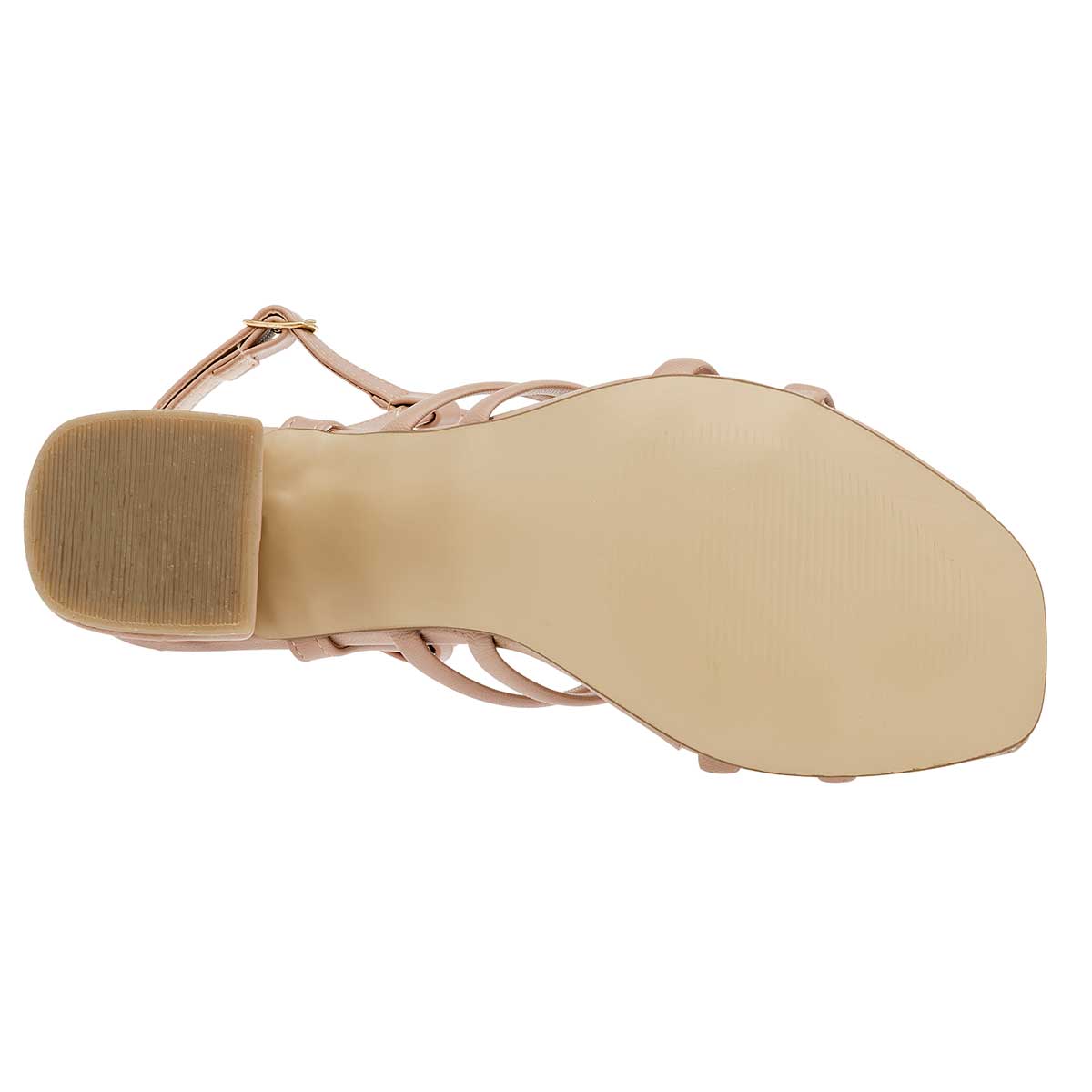 Sandalia con Tacón Exterior Sintético Color Beige Para Mujer De RBCOLLECTION