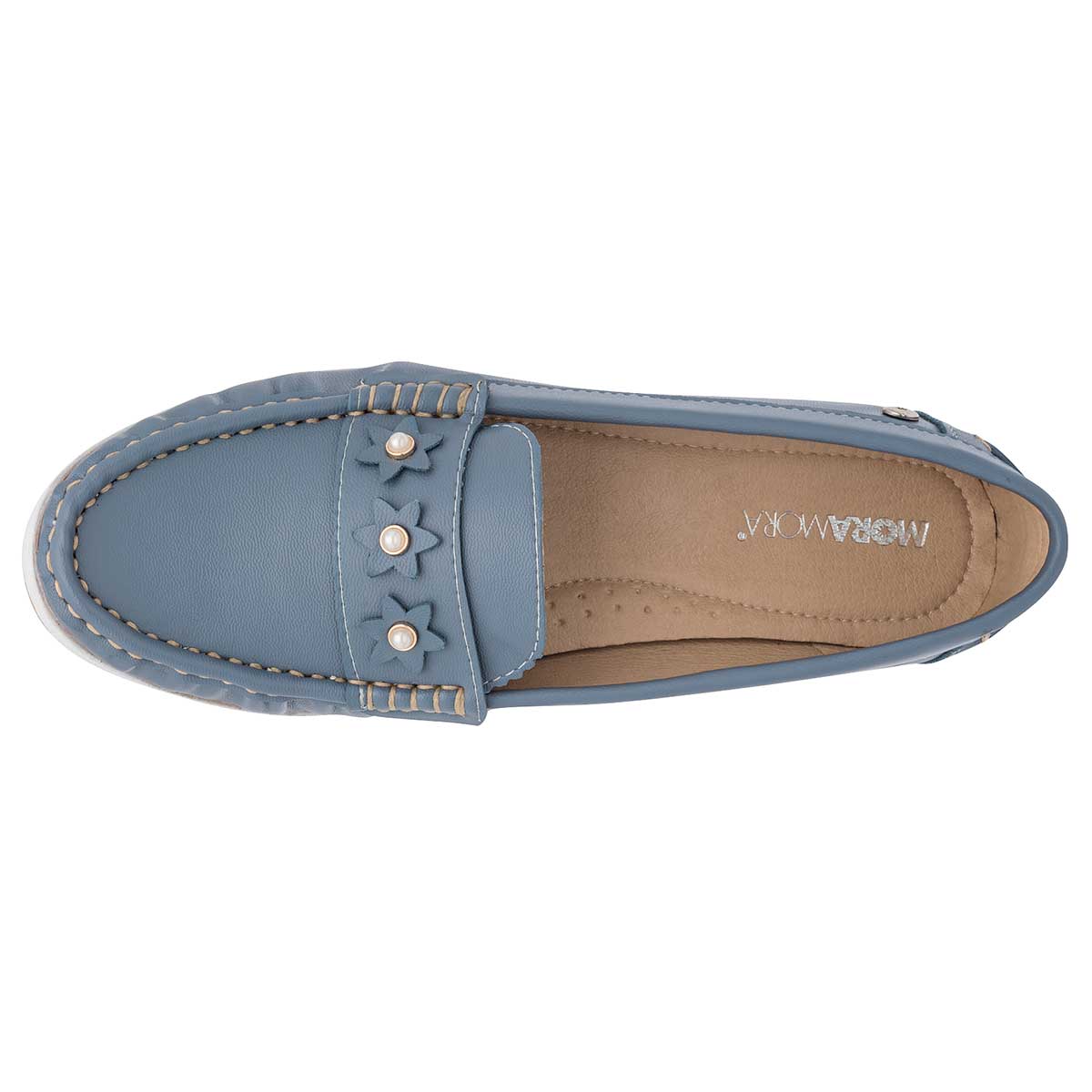 Loafers Exterior Sintético Color Azul Para Mujer De Moramora