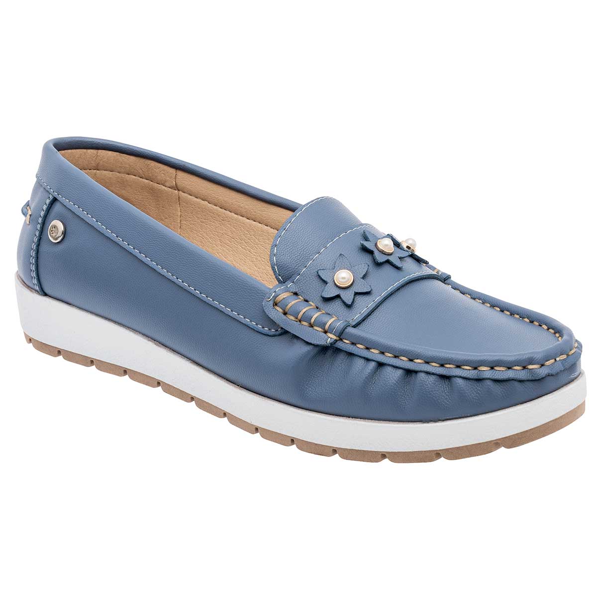 Loafers Exterior Sintético Color Azul Para Mujer De Moramora