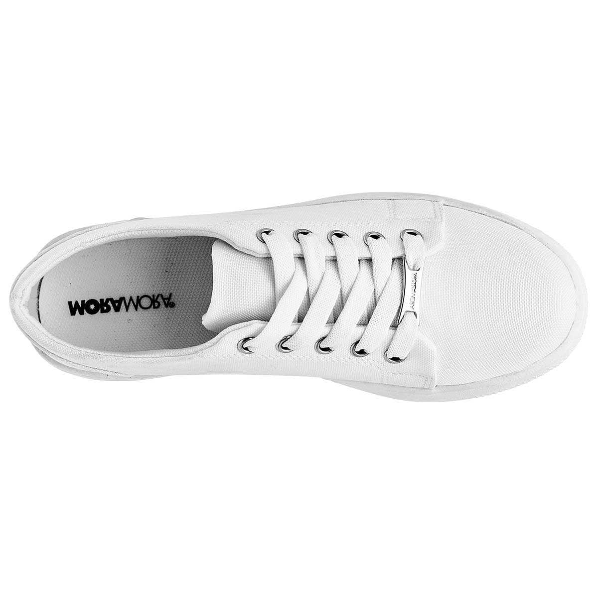 Tenis con cordones Exterior Textil Color Blanco Para Mujer De Moramora