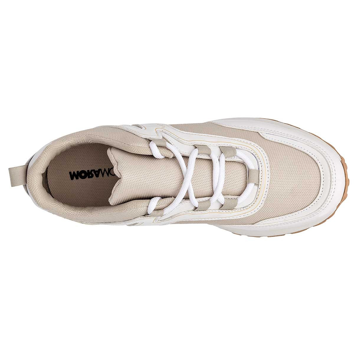 Tenis tipo deportivo Exterior Sintético Color Beige Para Mujer De Moramora