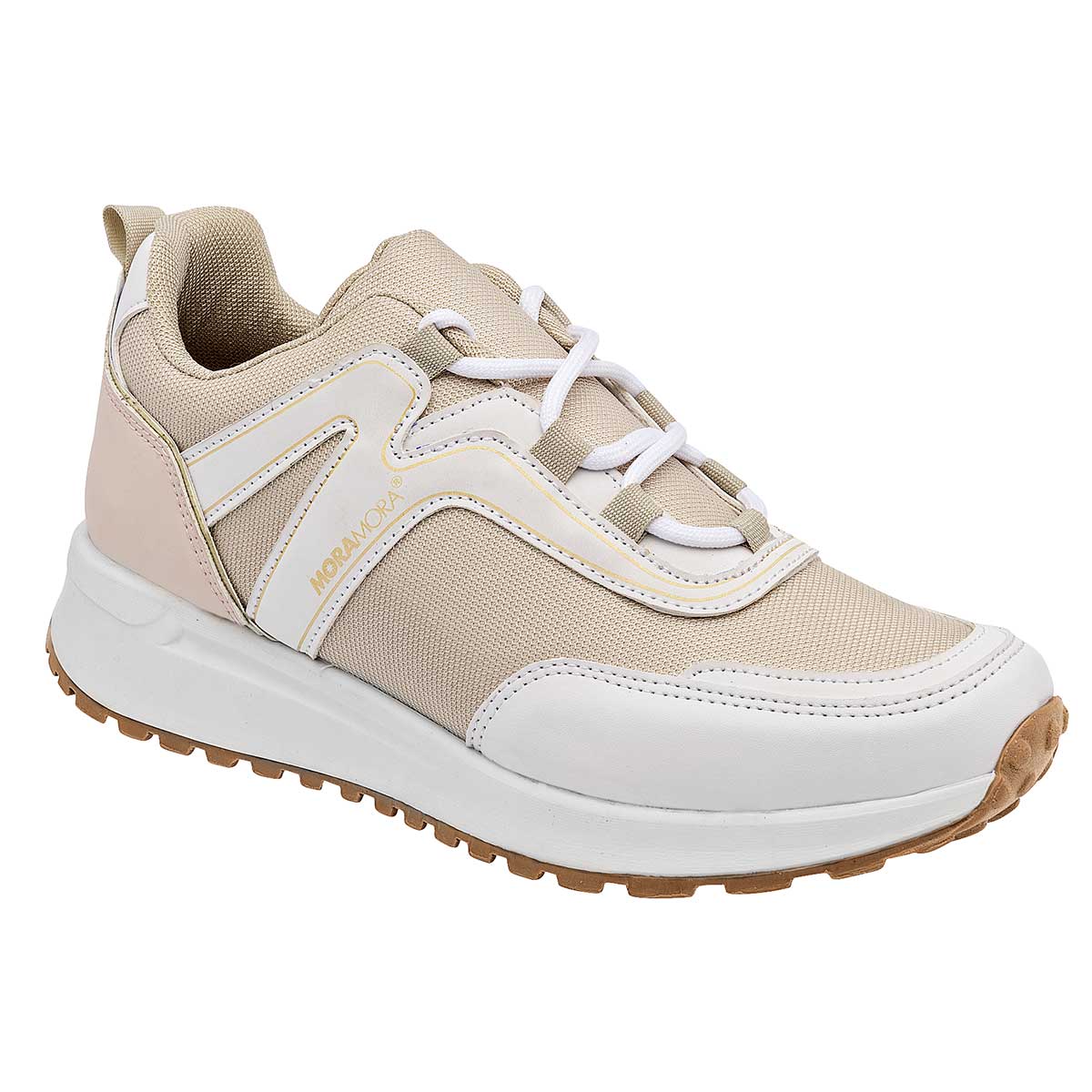 Tenis tipo deportivo Exterior Sintético Color Beige Para Mujer De Moramora