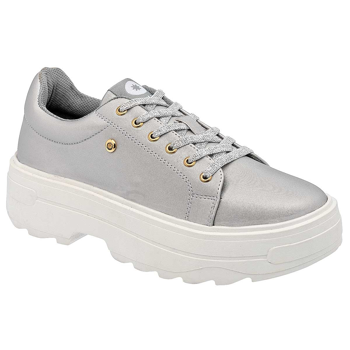 Tenis con cordones Exterior Sintético Color Plata Para Mujer De Moramora