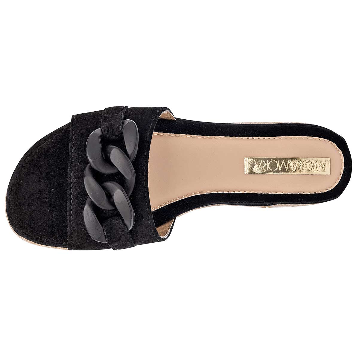 Sandalias de piso Exterior Textil Color Negro Para Mujer De Moramora