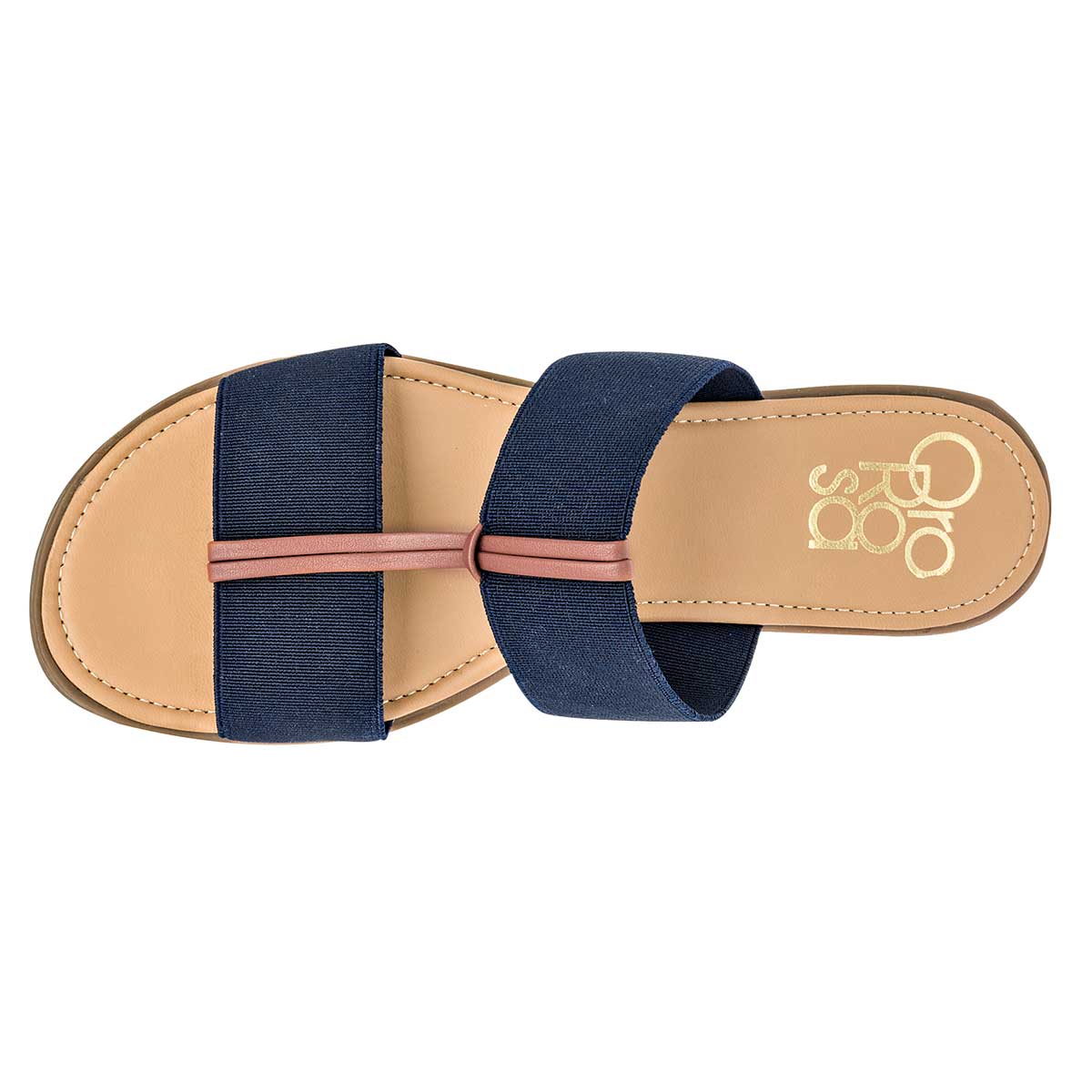 Sandalias de piso Exterior Textil Color Marino Para Mujer De Oro Rosa