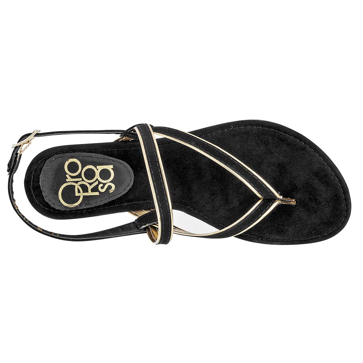 Sandalias de piso Exterior Textil Color Negro Para Mujer De Oro Rosa