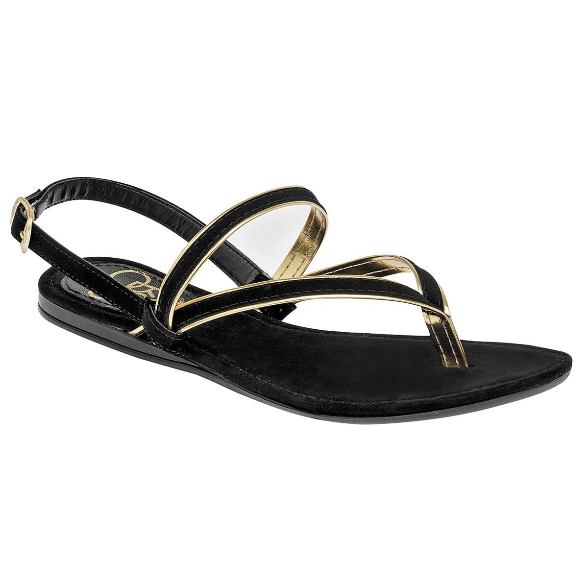 Sandalias de piso Exterior Textil Color Negro Para Mujer De Oro Rosa