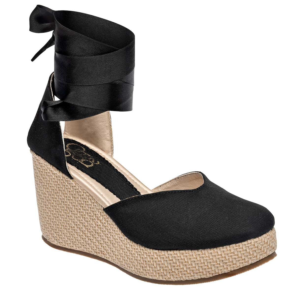 Sandalias con plataforma Exterior Textil Color Negro Para Mujer De Oro Rosa