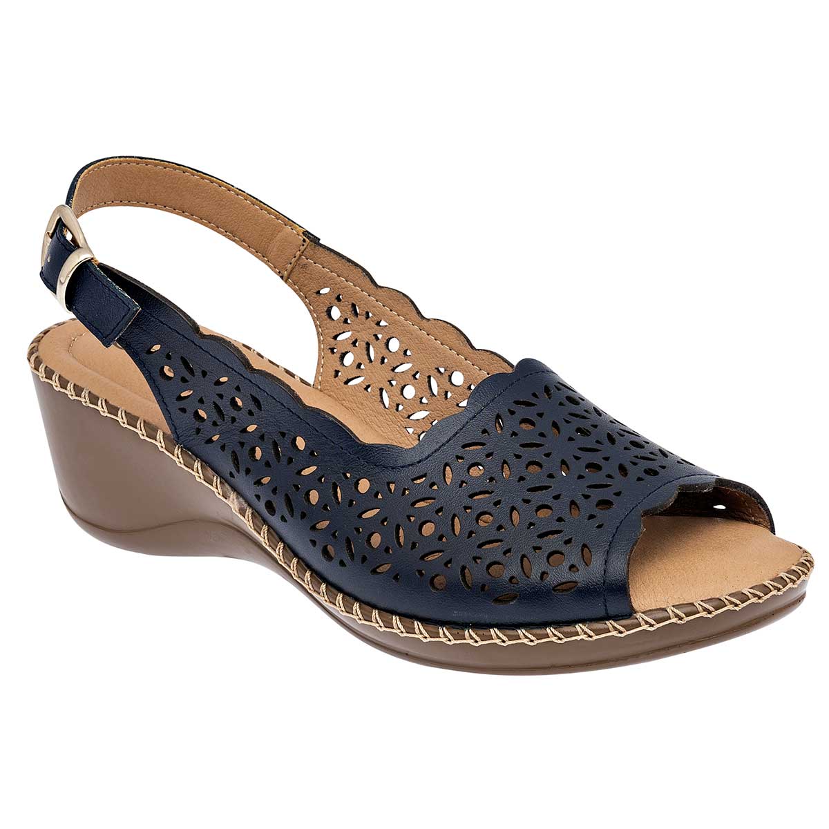 Sandalias con plataforma Exterior Piel Color Marino Para Mujer De RBCOLLECTION