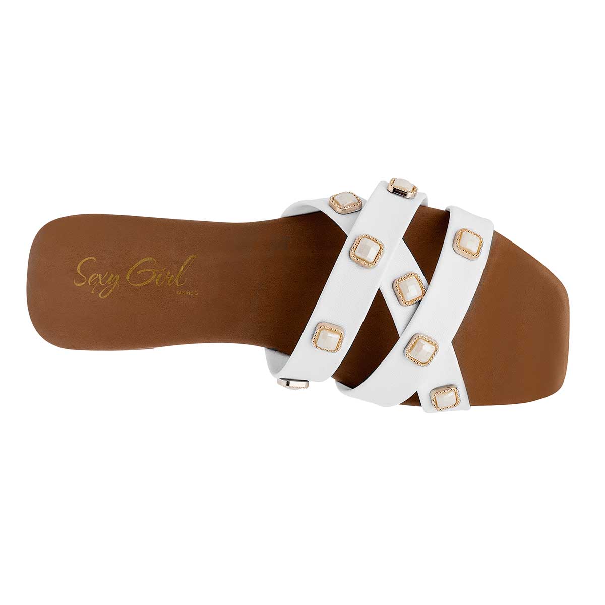 Sandalias de piso Exterior Sintético Color Blanco Para Mujer De Sexy Girl