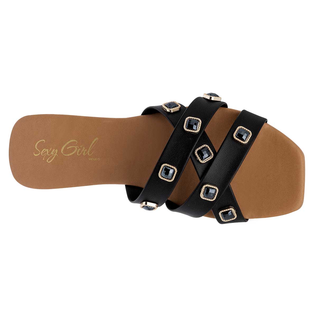 Sandalias de piso Exterior Sintético Color Negro Para Mujer De Sexy Girl