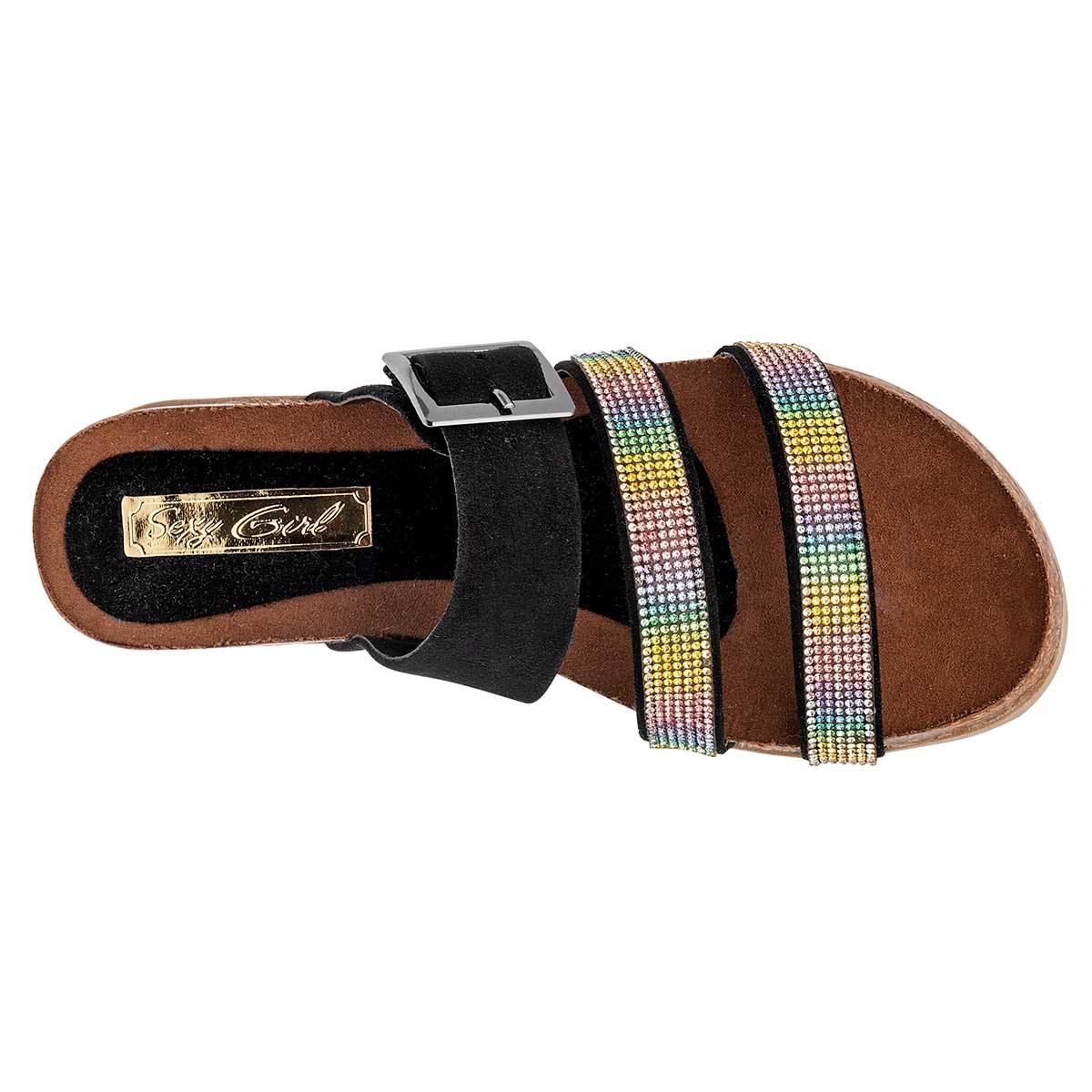 Sandalias de piso Exterior Textil Color Negro Para Mujer De Sexy Girl