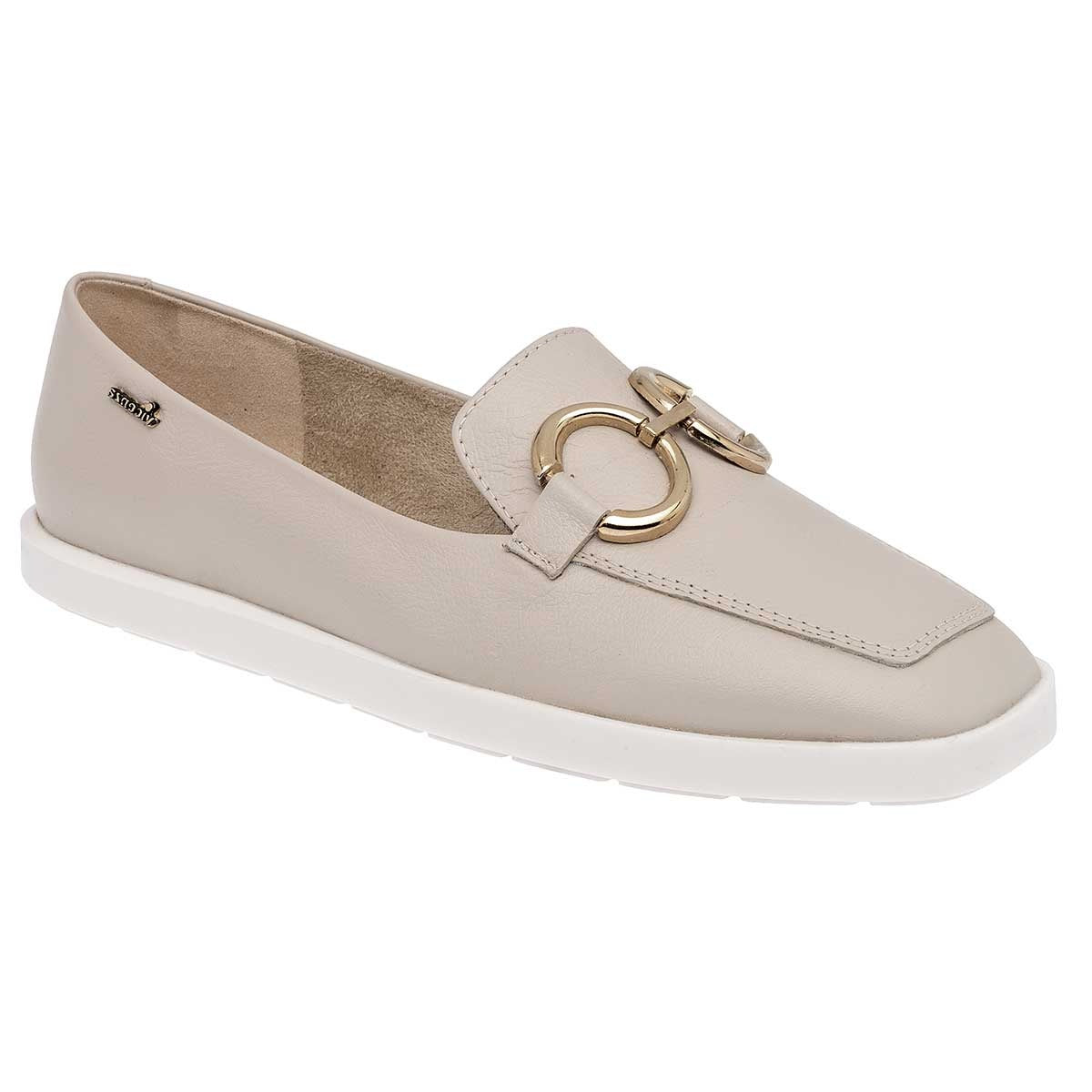 Loafers Exterior Piel Color Beige  Para Mujer De Vicenza