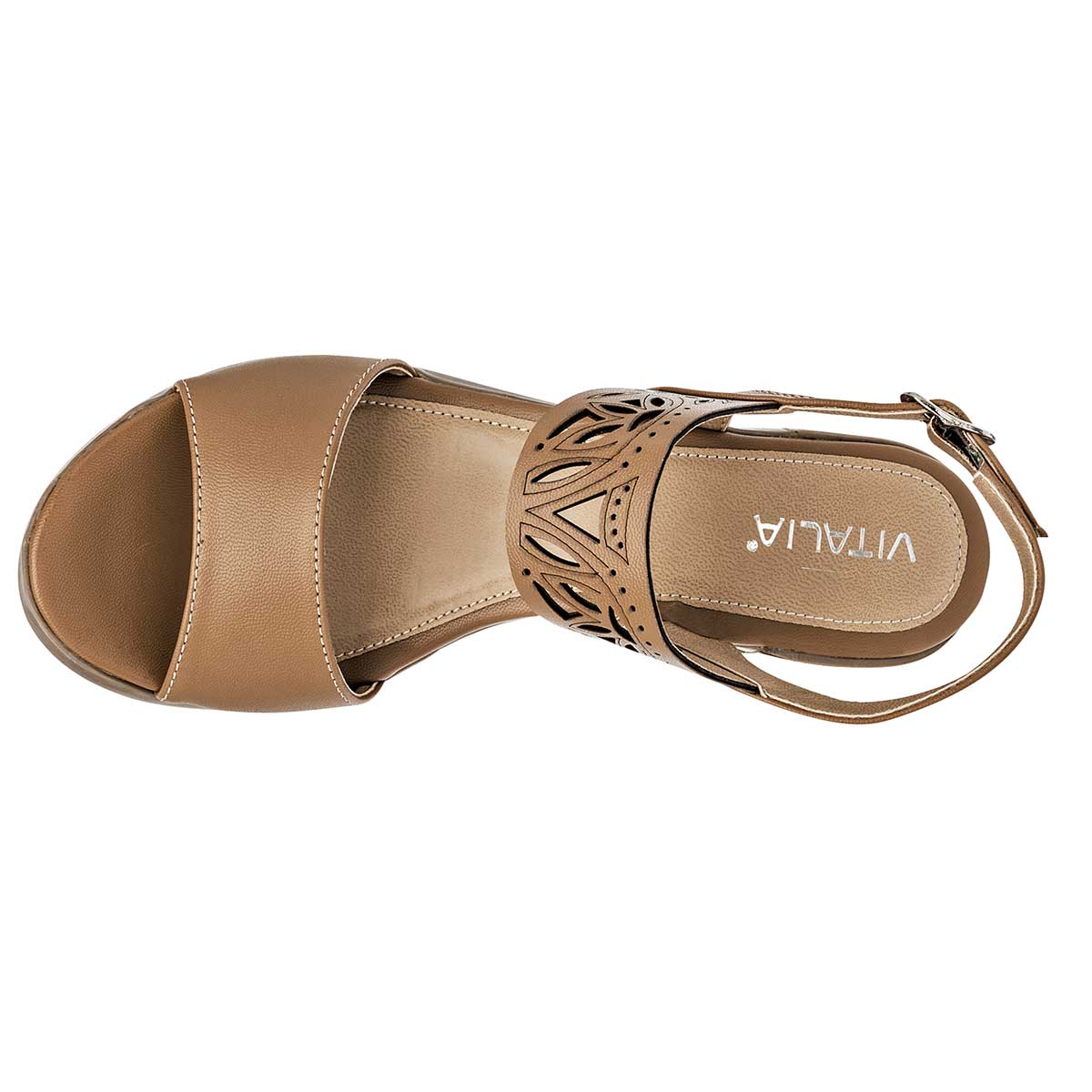 Sandalia con Tacón Exterior Sintético Color Camel Para Mujer De RBCOLLECTION