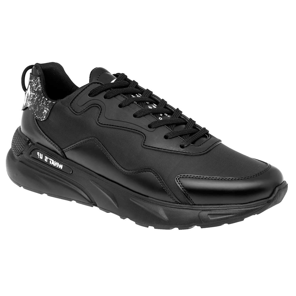 Tenis tipo deportivo Exterior Sintético Color Negro Con Blanco Para Hombre De What's U?