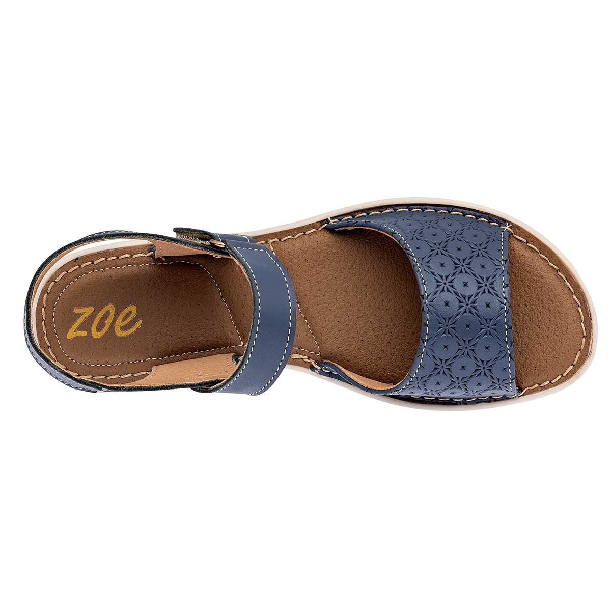 Sandalias de piso Exterior Piel Color Marino Para Mujer De Zoe