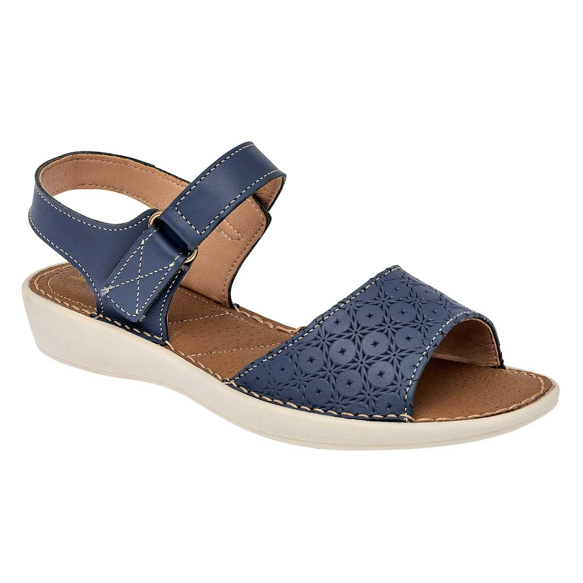 Sandalias de piso Exterior Piel Color Marino Para Mujer De Zoe