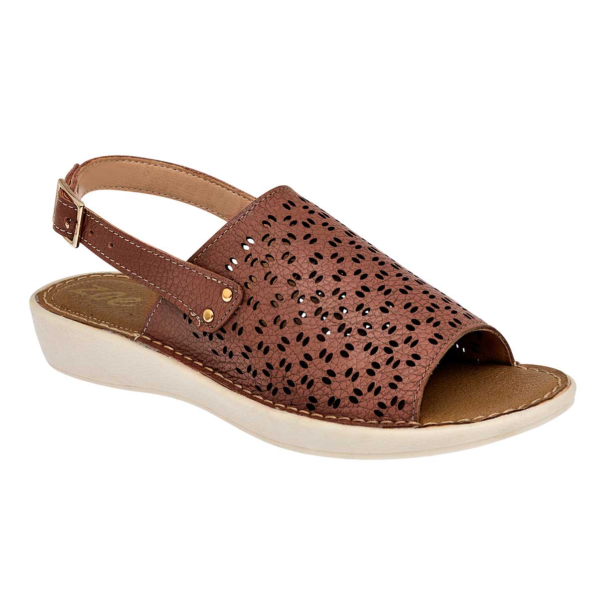 Sandalias de piso Exterior Piel Color Café Para Mujer De Zoe