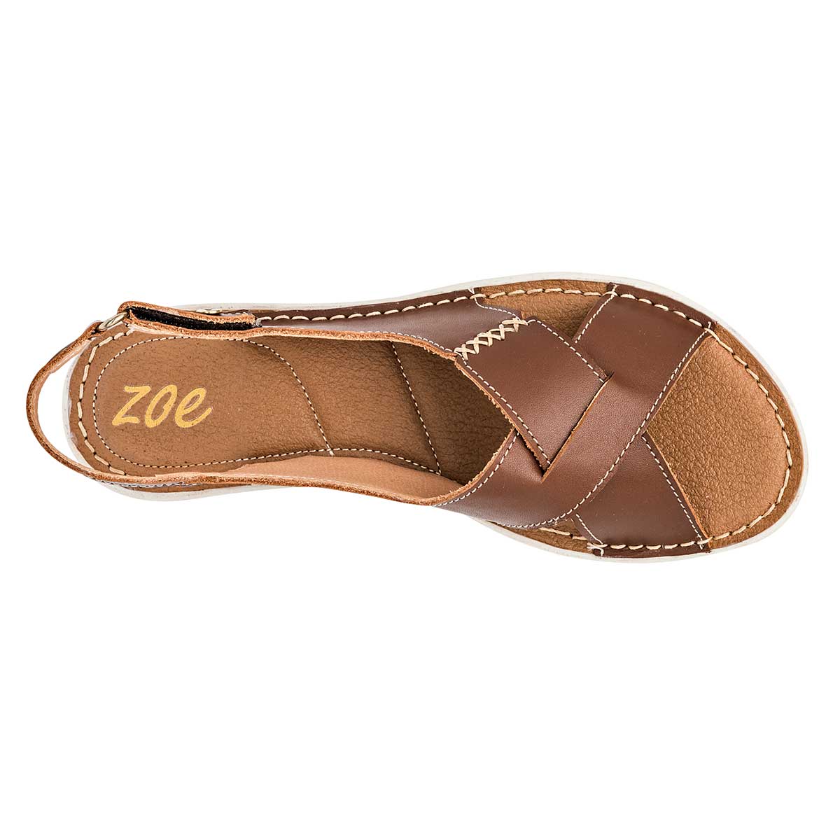 Sandalias de piso Exterior Piel Color Café Para Mujer De Zoe