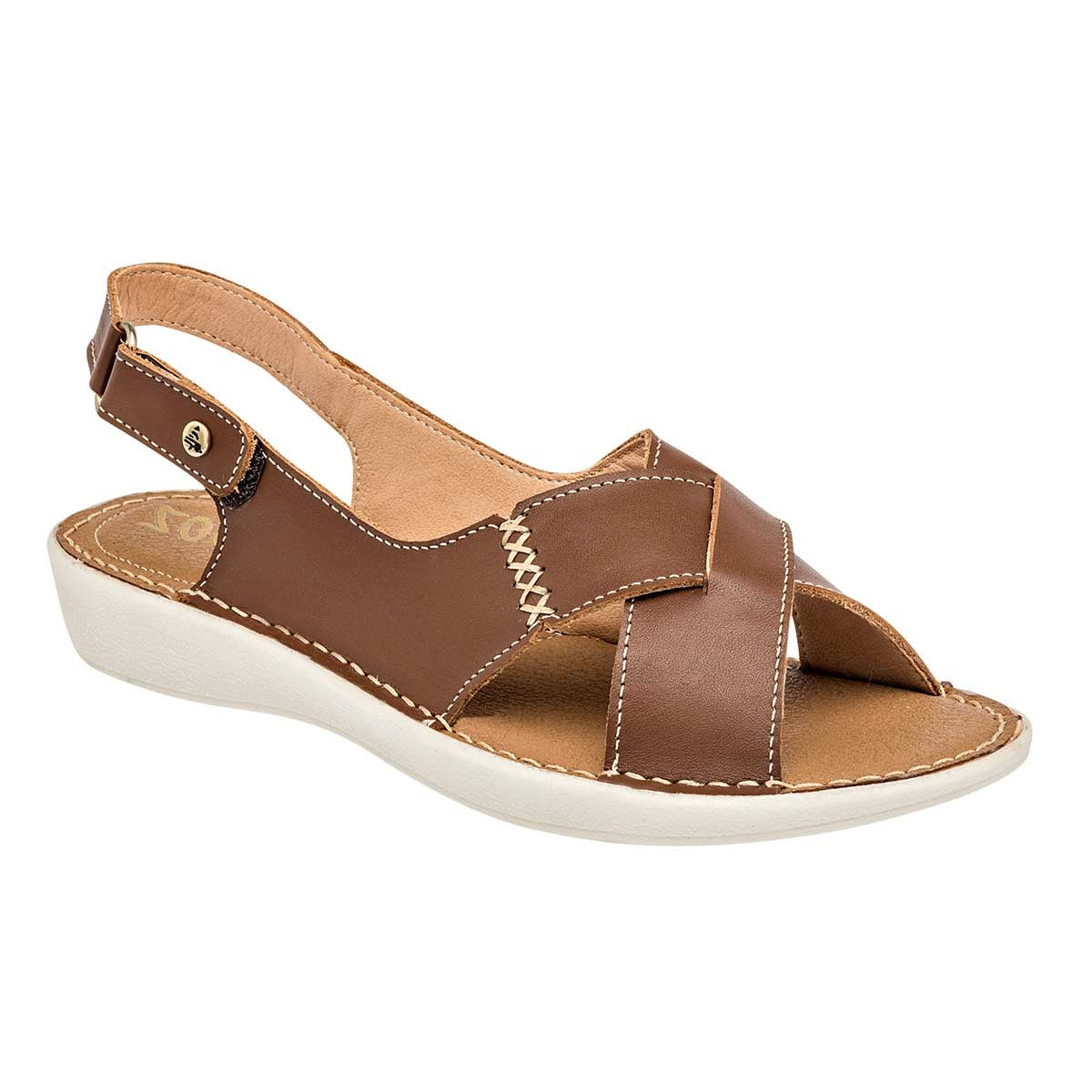 Sandalias de piso Exterior Piel Color Café Para Mujer De Zoe