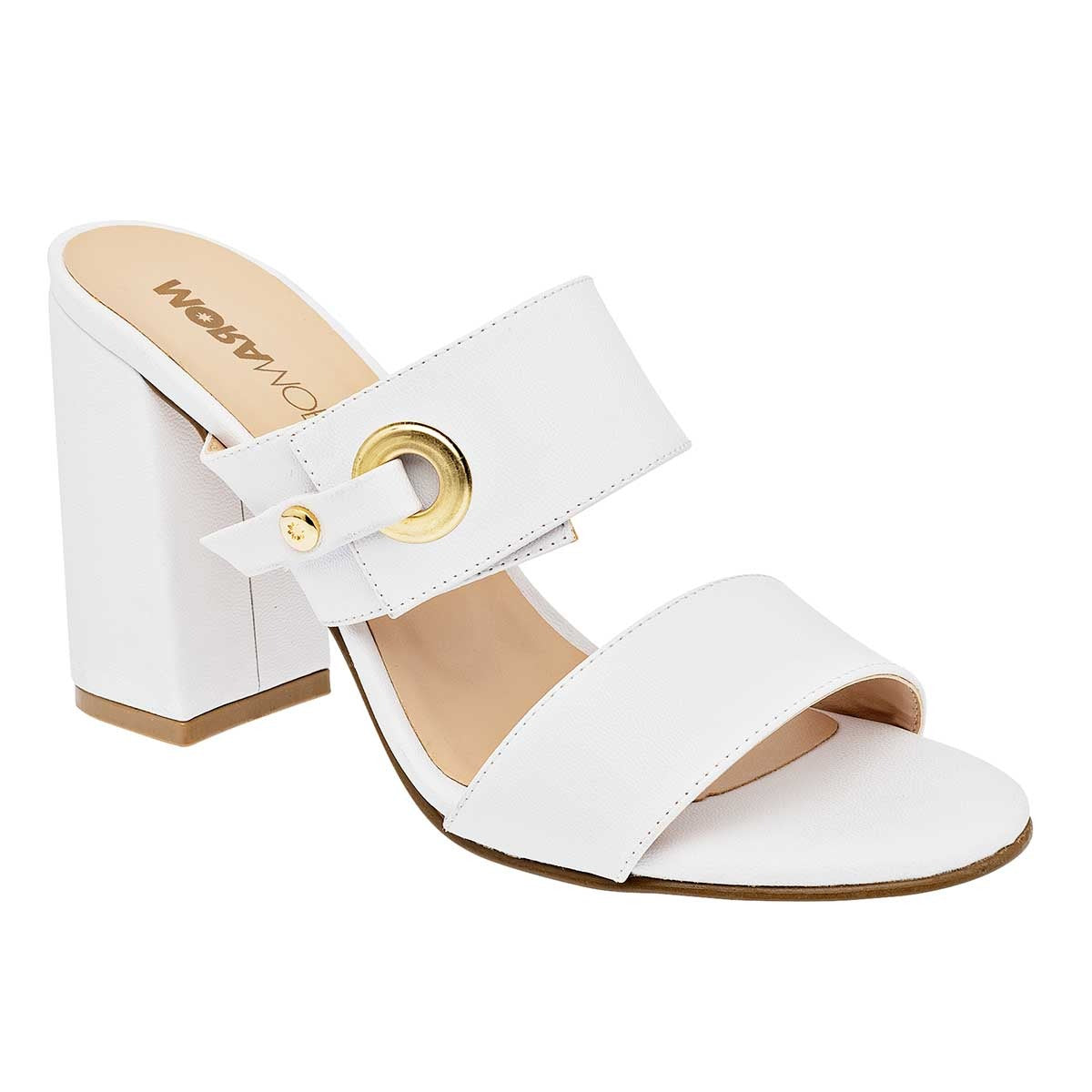 Sandalia con Tacón Exterior Sintético Color Blanco Para Mujer De Moramora