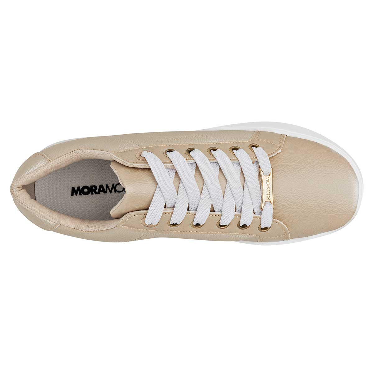 Tenis tipo deportivo Exterior Piel sintética Color Beige Nacar Para Mujer De Moramora