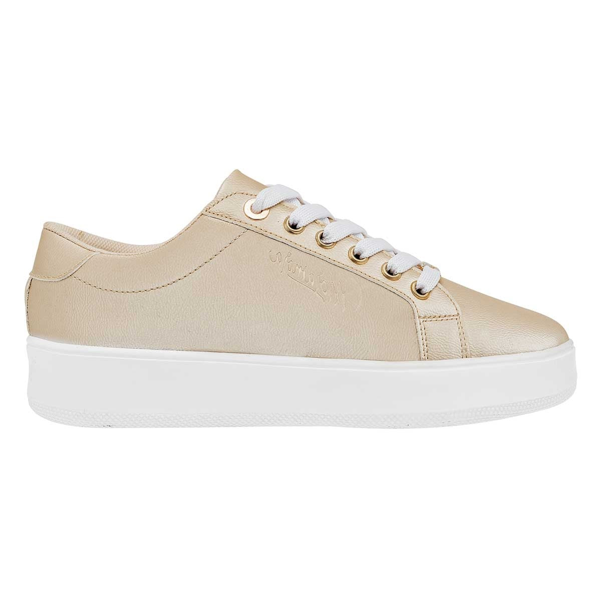 Tenis tipo deportivo Exterior Piel sintética Color Beige Nacar Para Mujer De Moramora