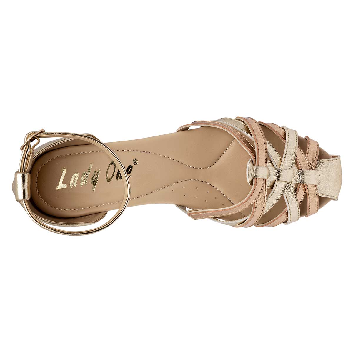 Sandalias de piso Exterior Sintético Color Oro Para Mujer De RBCOLLECTION