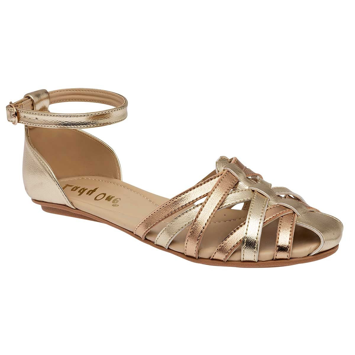 Sandalias de piso Exterior Sintético Color Oro Para Mujer De RBCOLLECTION