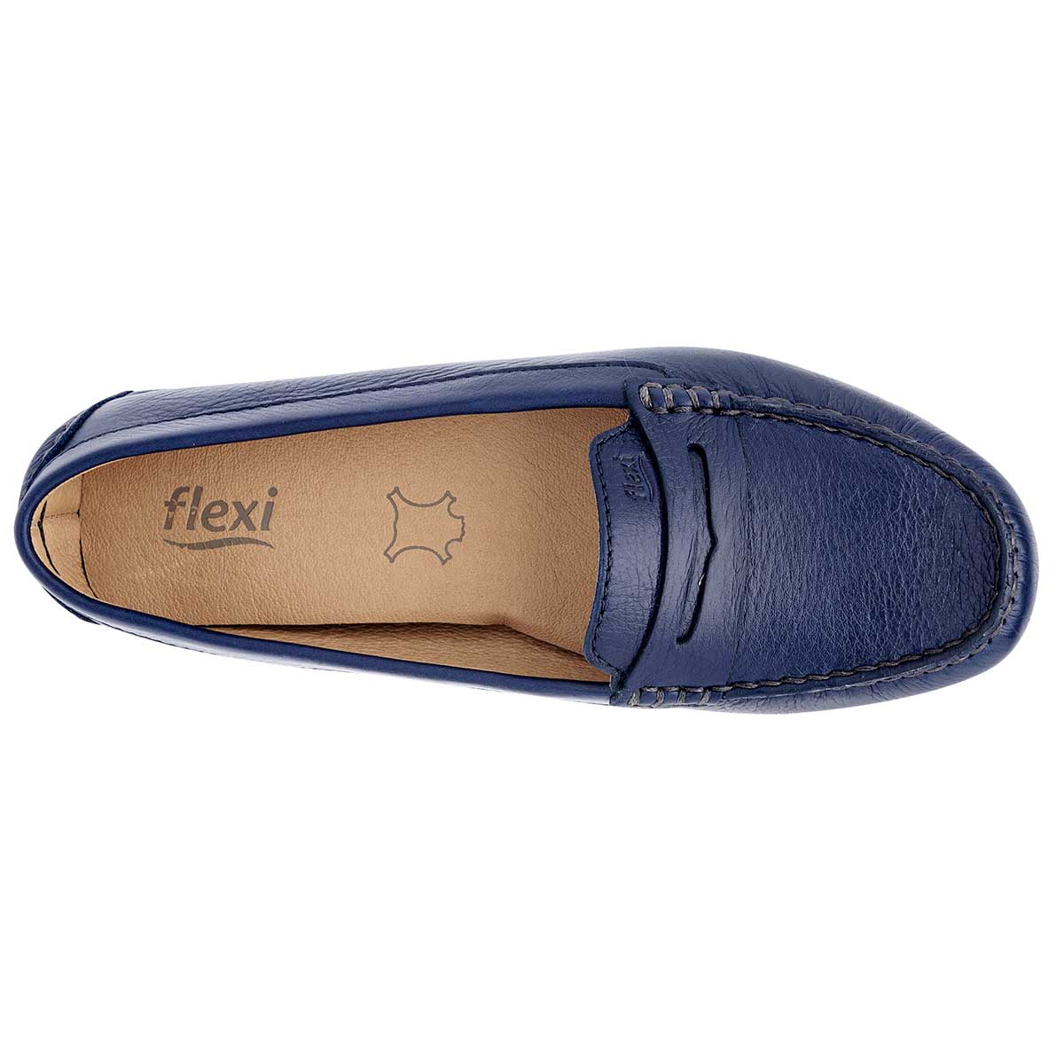 Mocasines Exterior Piel Color Marino Para Mujer De Flexi