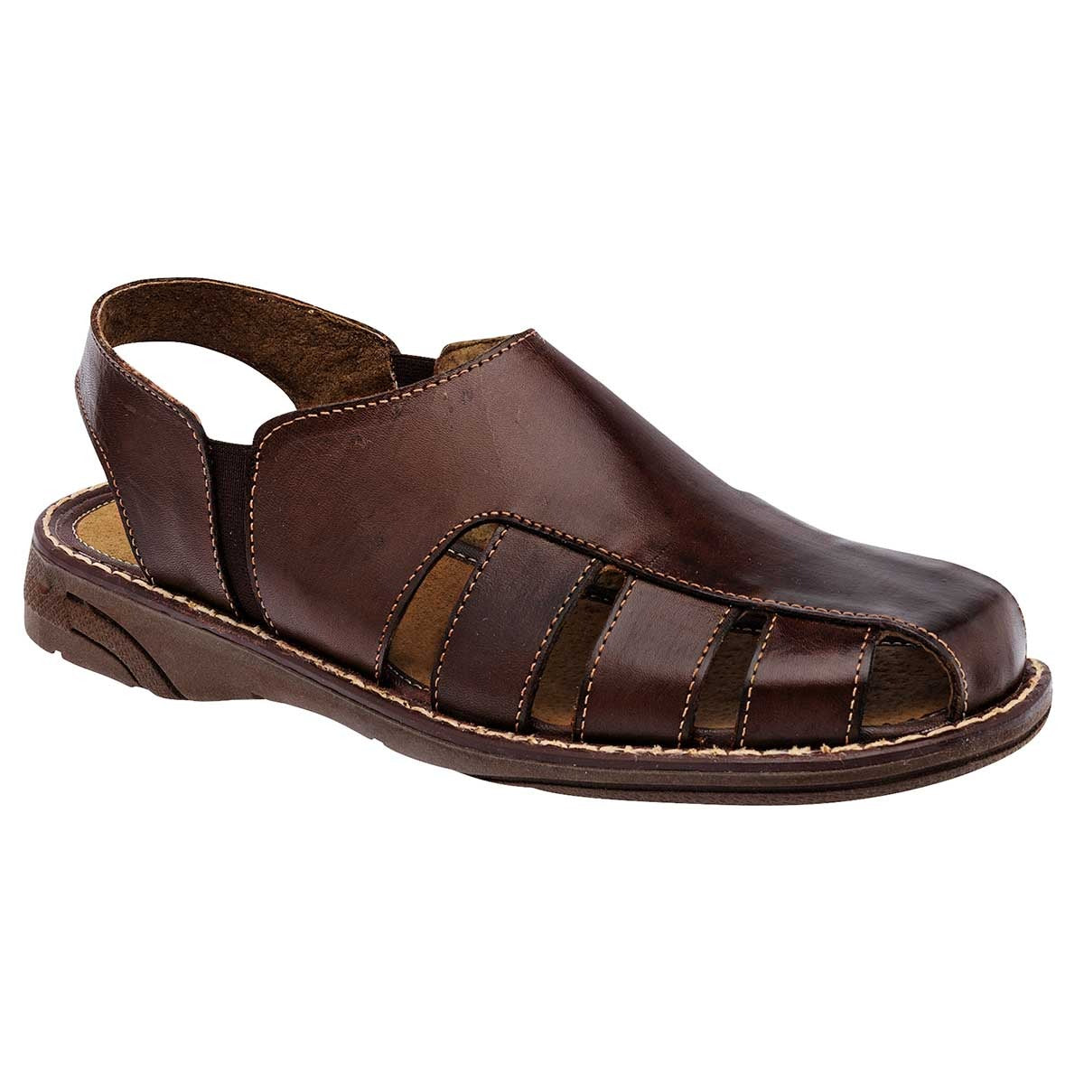 Sandalias Casuales Exterior Piel Color Café Para Hombre De Mora Tierra