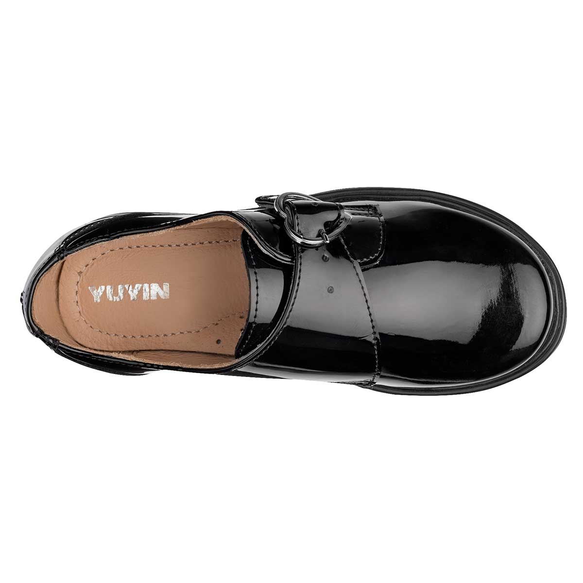 Mocasines Exterior Piel Color Negro De Charol Para Mujer De Yuyin