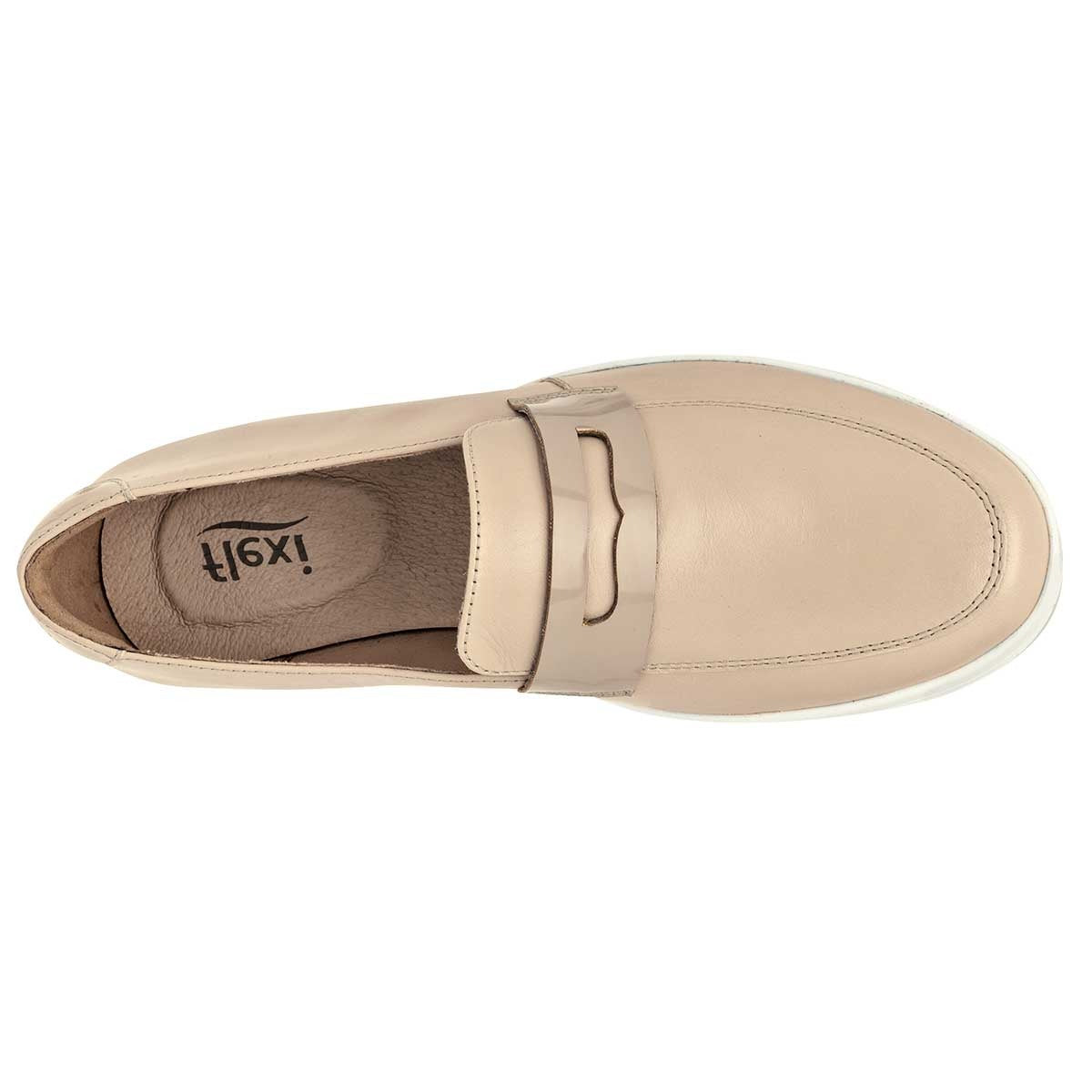 Mocasines Exterior Piel Color Beige  Para Mujer De Flexi