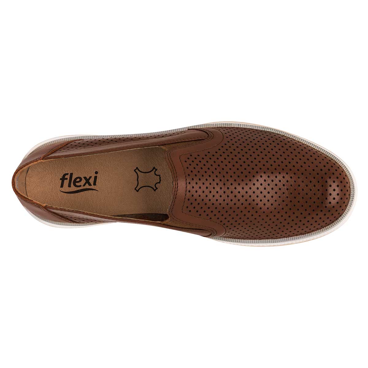 Mocasines Exterior Piel Color Camel Para Mujer De Flexi